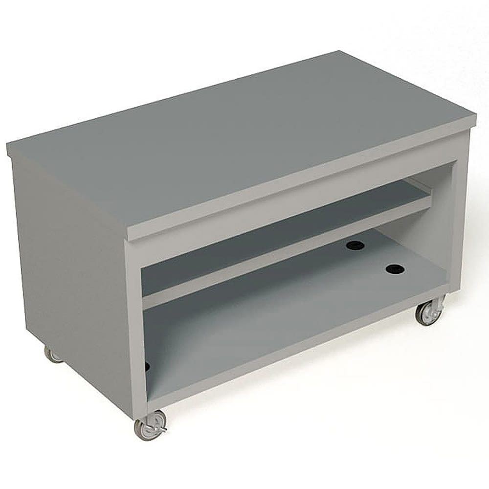 212-TST60PG217101 60" Mobile Serving Counter w/ Shelves & Stainless Top, Semi Gloss Blac...