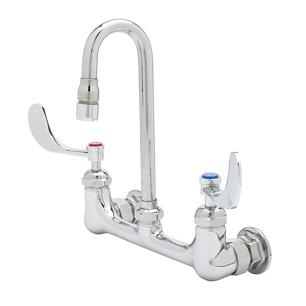 064-B0230CRWH4 Splash Mount Faucet - 5 3/4" Swivel Gooseneck Spout, 8" Centers