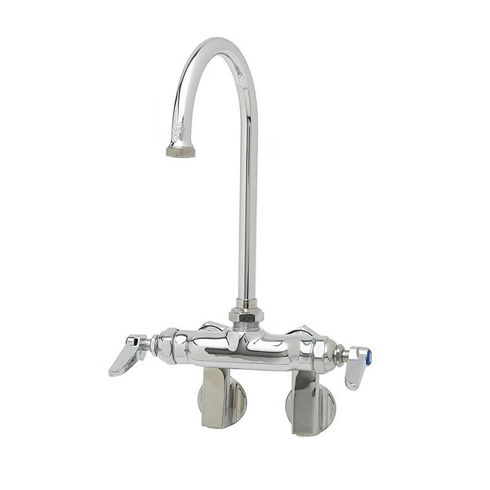 064-B0341 Splash Mount Faucet - 5 11/16" Swivel Gooseneck Spout, Adjustable Centers