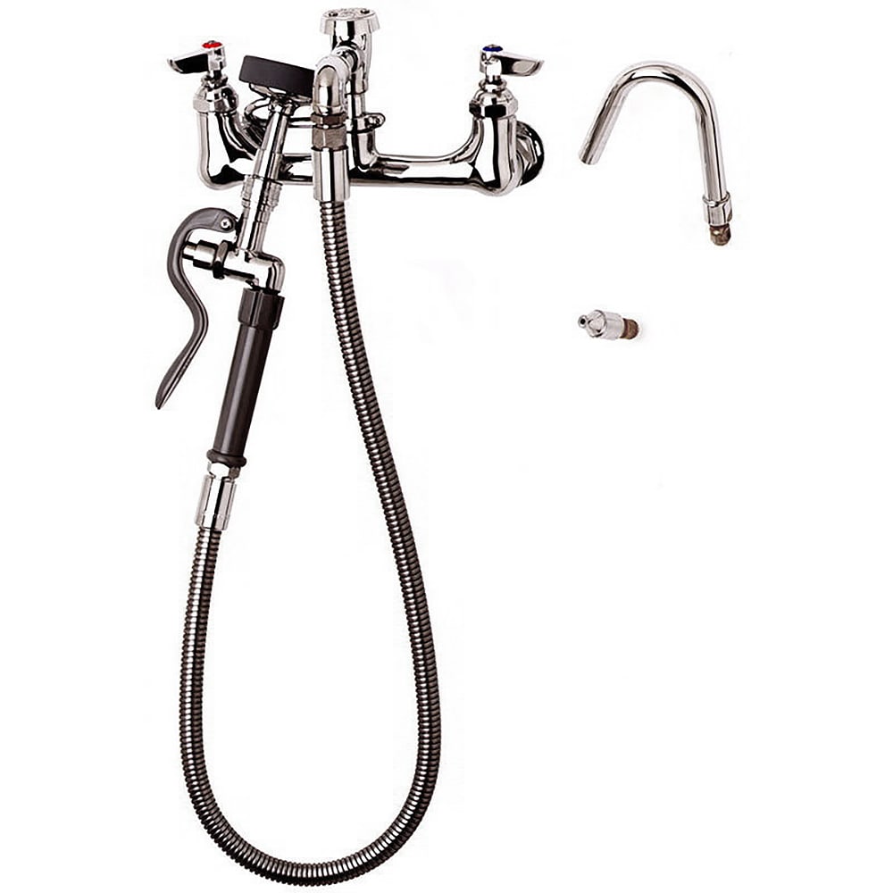 064-B2312 Wall Mount Pot Filler Faucet w/ 44" Hose & Hook Nozzle