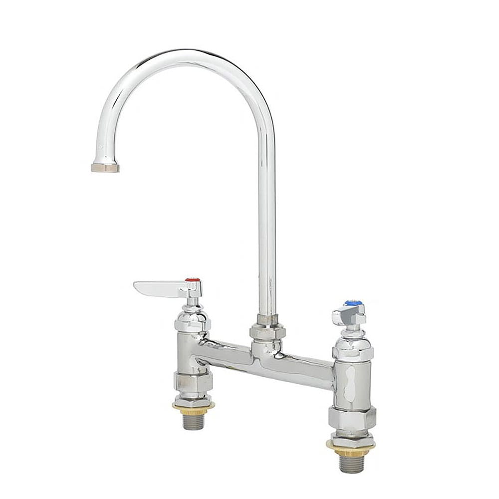 064-B0321CC Deck Mount Faucet - 5 3/4" Swivel Gooseneck Spout, 8" Centers