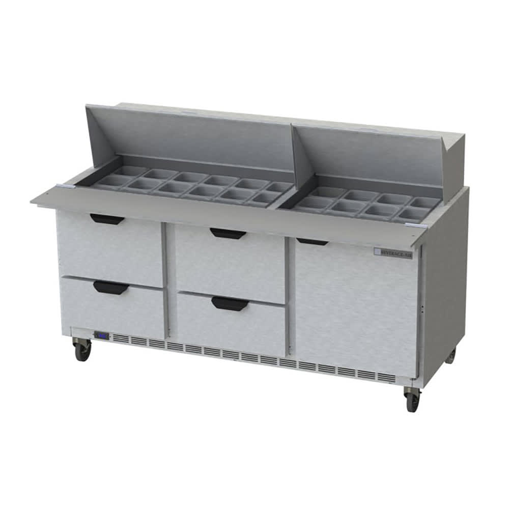 118-SPED72HC30M4 72" Hydrocarbon Series Mega Top Sandwich/Salad Prep Table w/ Refrigerated B...