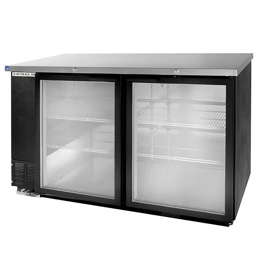 118-BB58HC1FGB 59" Bar Refrigerator - 2 Swinging Glass Doors, Black, 115v