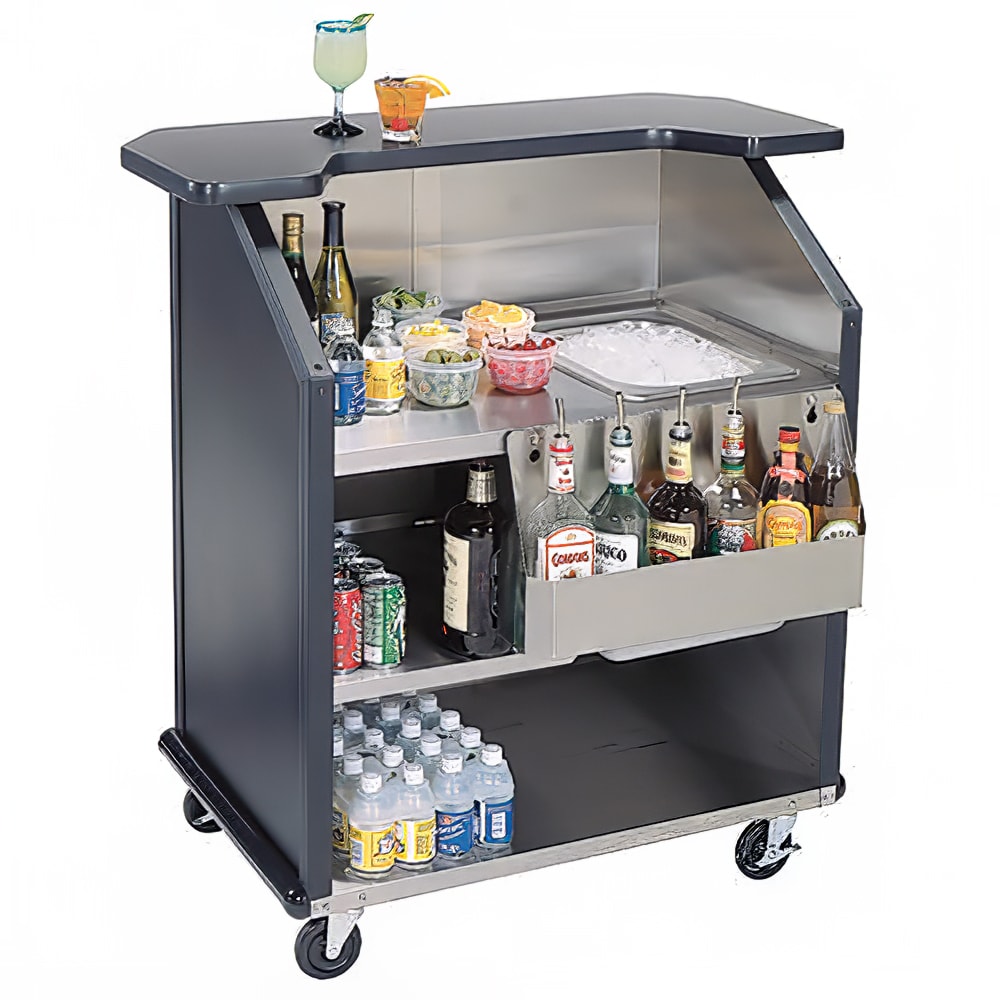 121-884BLK 43" Portable Bar w/ 40 lb Ice Bin & 7 Bottle Speed Rail, Black