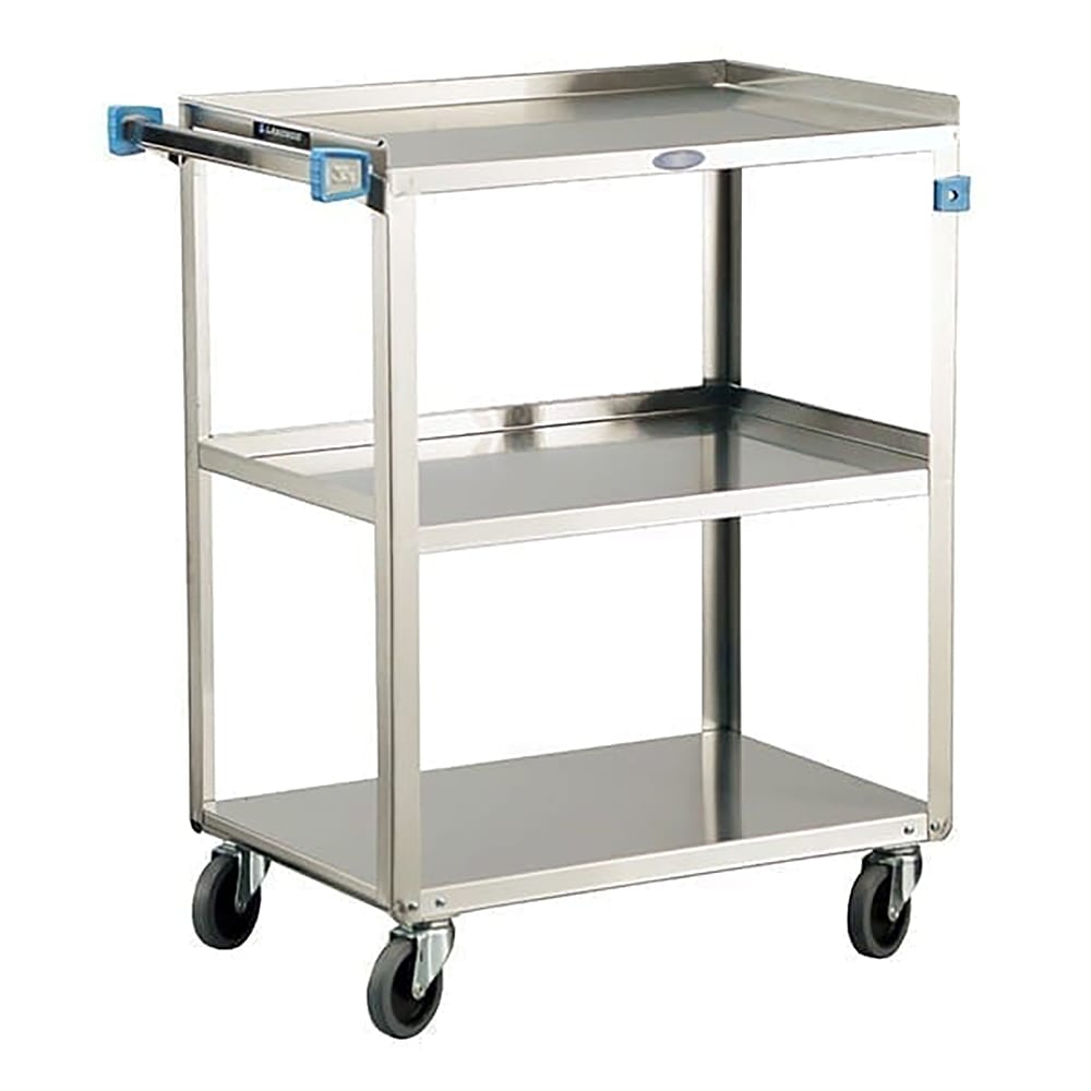121-322 3 Level Stainless Utility Cart w/ 300 lb Capacity, Raised Ledges