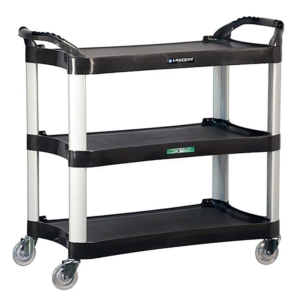 121-2512 3 Level Polymer Utility Cart w/ 500 lb Capacity, Raised Ledges