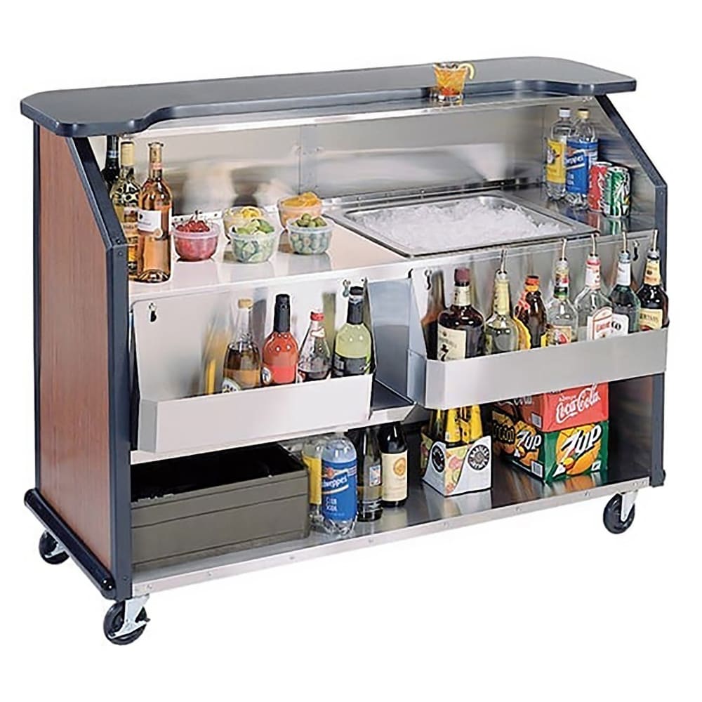 121-887 63 1/2" Portable Bar w/ 40 lb Ice Bin & (2) Speed Rails