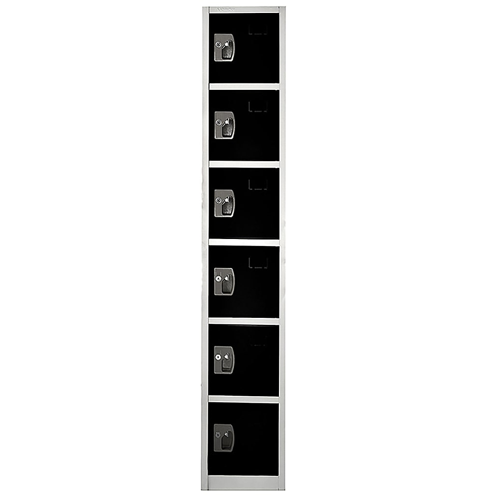 Alpine Industries 629-206-BLK Six Section Locker w/ (6) Hooks - 12