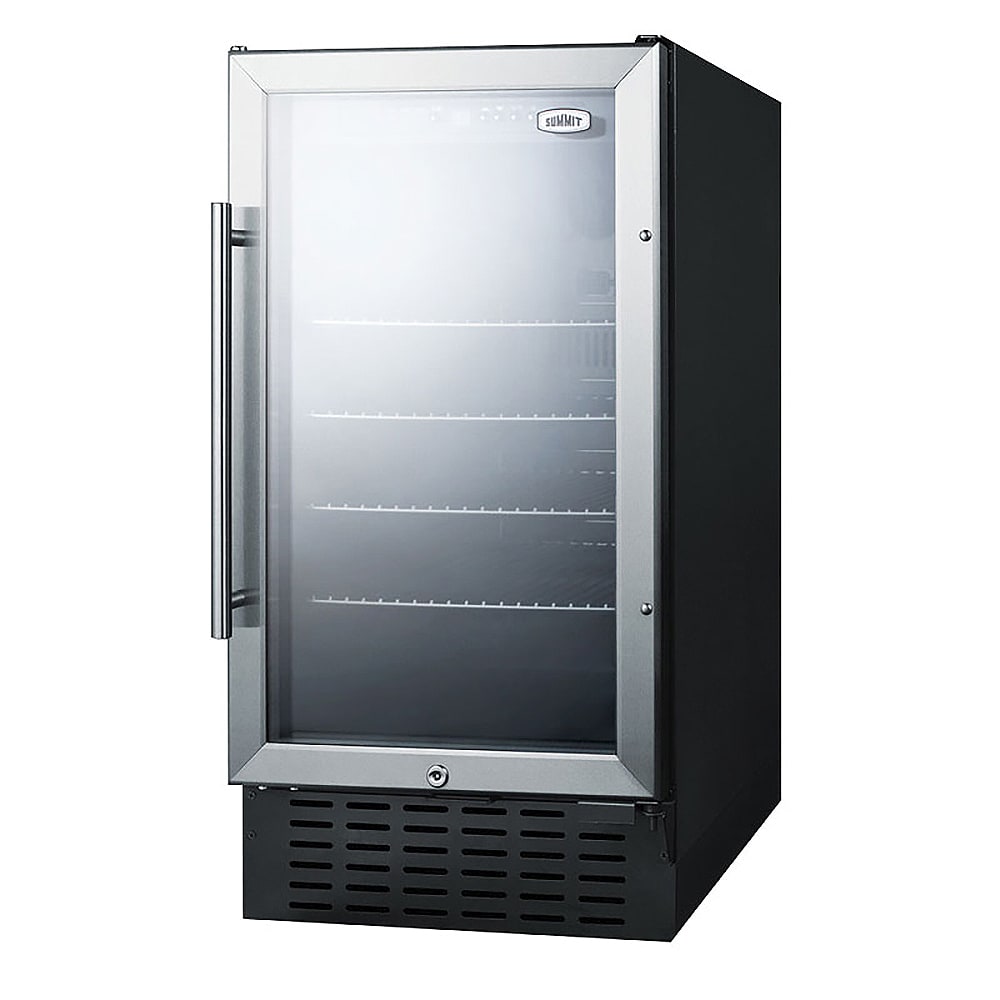 162-SCR1841 18" Bar Refrigerator - 1 Swinging Glass Door, Black, 115v
