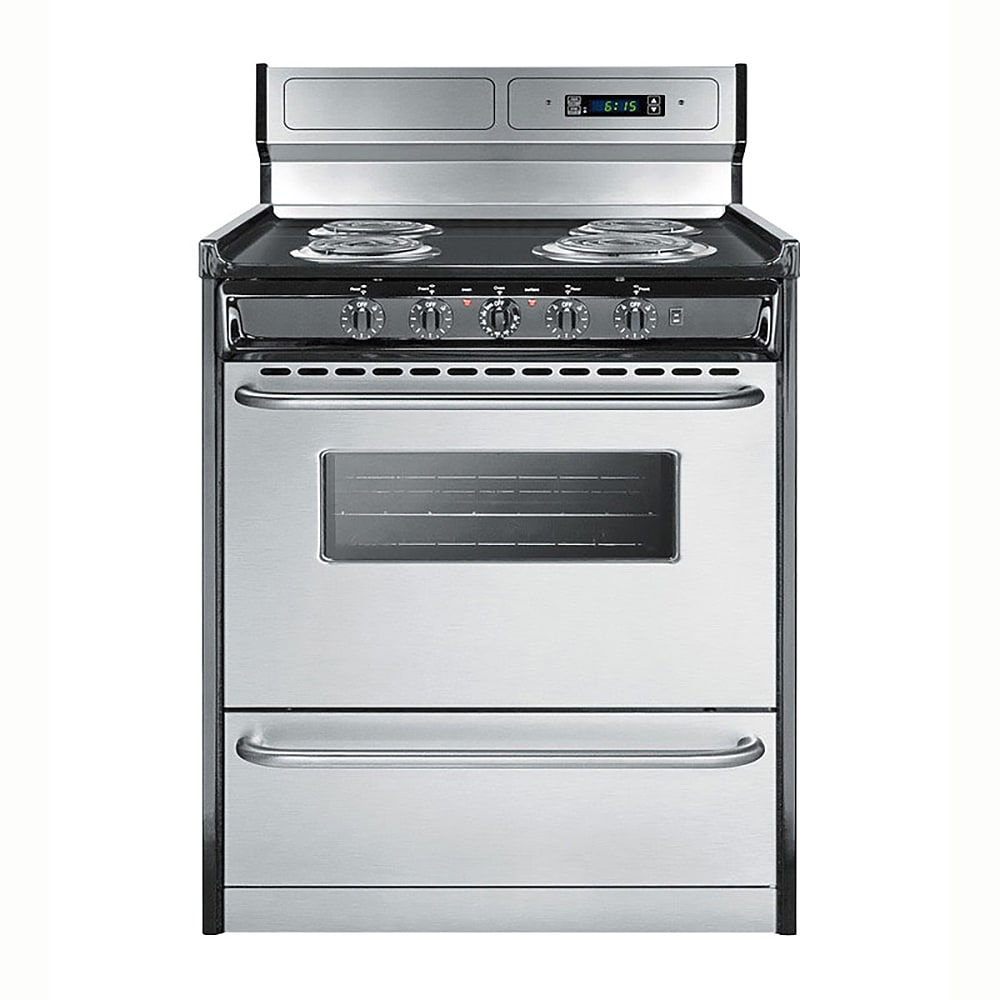 162-TEM230BKWY 30" Stove w/ Digital Clock, Double Pane Window, Porcelain Top & Oven, 220...