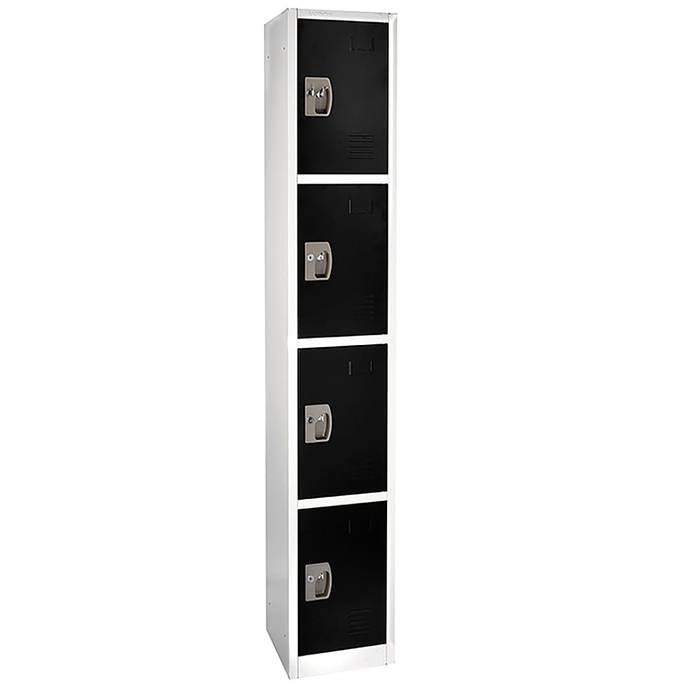874-629204BLK Four Section Locker w/ (4) Hooks - 12"W x 12"D x 72"H, Steel, Black