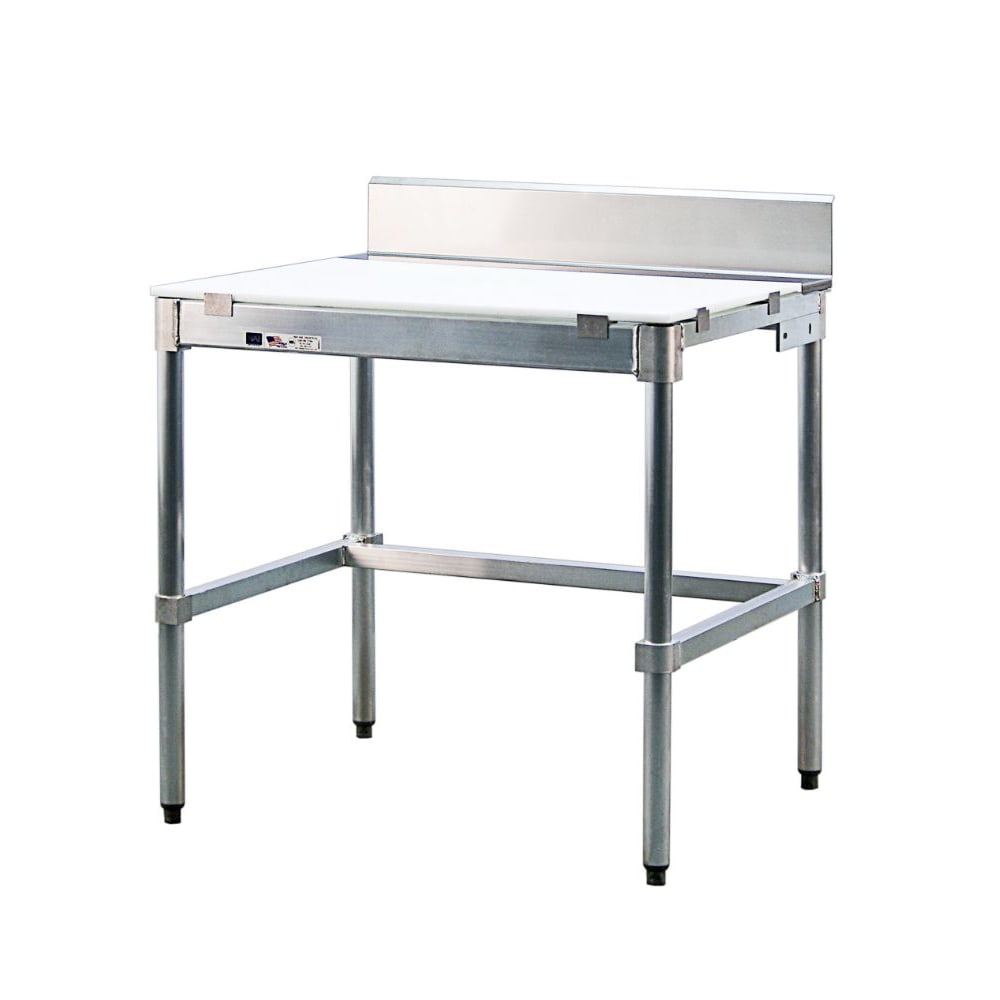 098-24PBS84KD 84" Poly Top Work Table w/  6" Backsplash & 5/8" Top, Aluminum B...