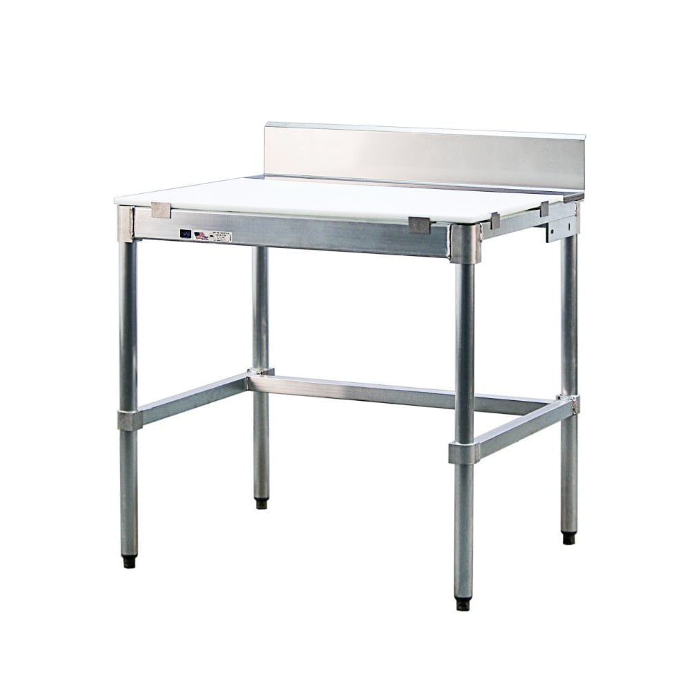 098-24PBS72KD 72" Poly Top Work Table w/  6" Backsplash & 5/8" Top, Aluminum B...