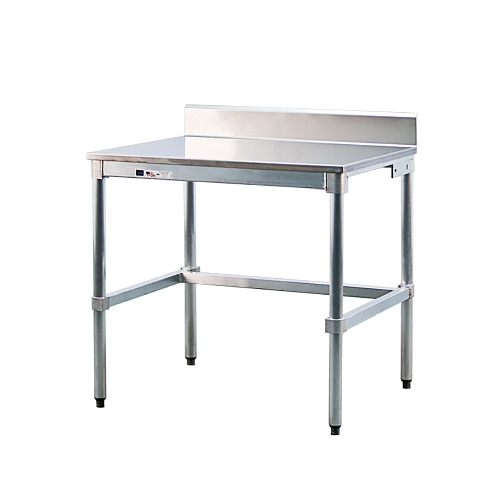 098-24SSB36KD 36" 16 ga Work Table w/ 304 Series Stainless Top, 6" Backsplash
