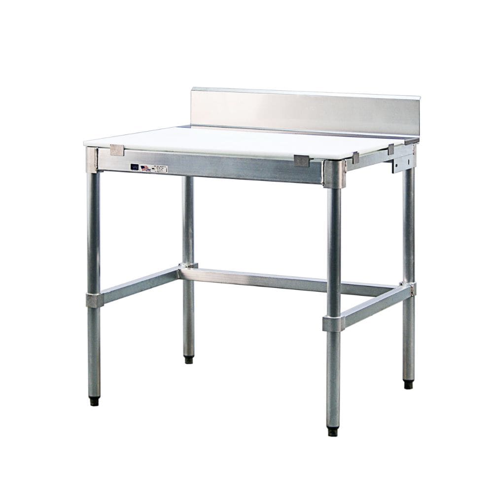 098-30PBS72KD 72" Poly Top Work Table w/  6" Backsplash & 5/8" Top, Aluminum B...