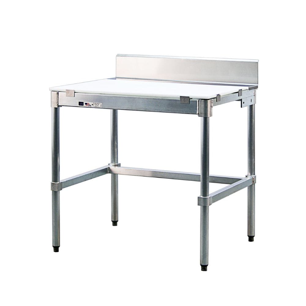 098-30PBS96KD 96" Poly Top Work Table w/  6" Backsplash & 5/8" Top, Aluminum B...