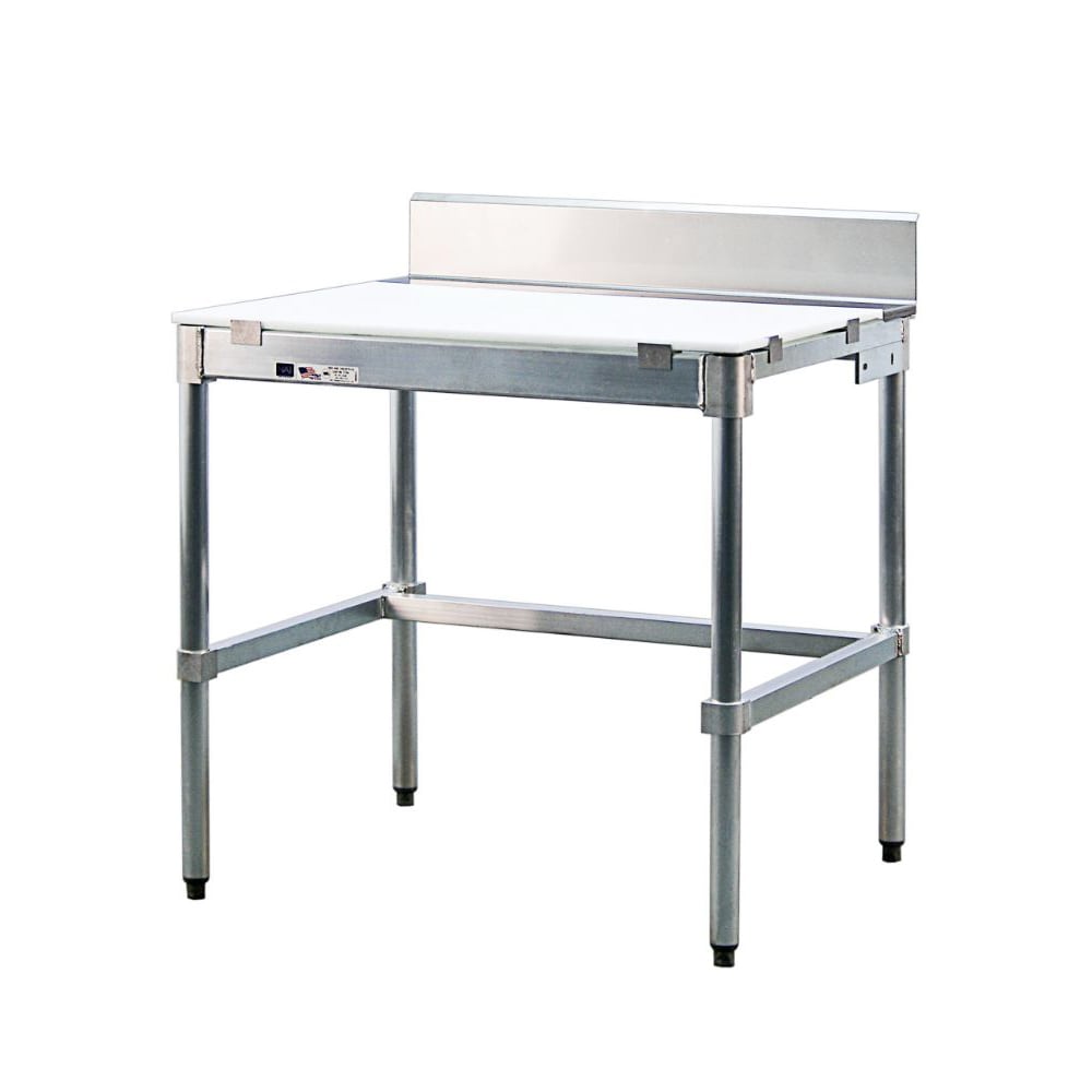098-24PBS60KD 60" Poly Top Work Table w/  6" Backsplash & 5/8" Top, Aluminum B...