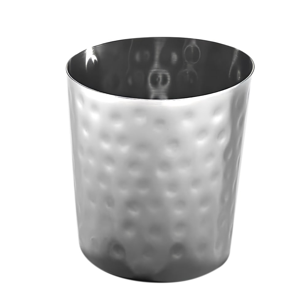166-FFHM35 26 oz Round French Fry Cup - Hammered-Finish Stainless