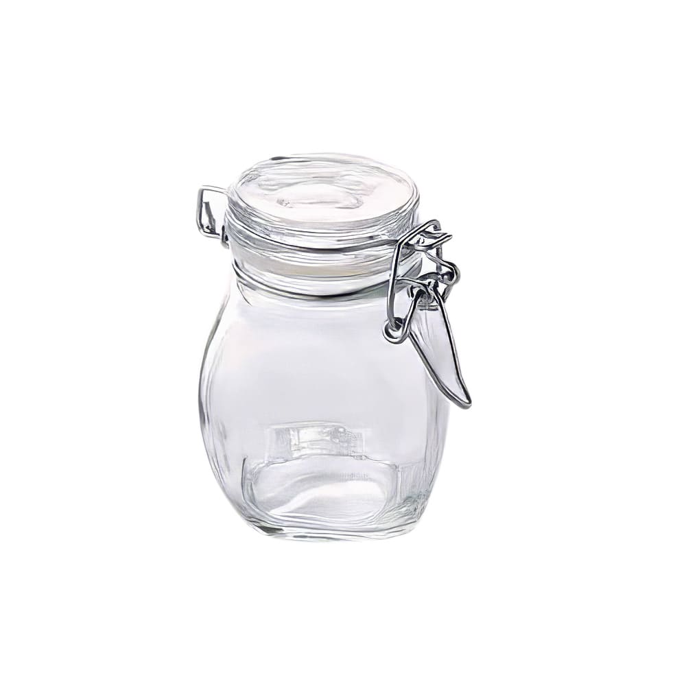 166-HMMJ3 3 1/2 oz Mini Apothecary Glass Jar - Glass Hinged Lid