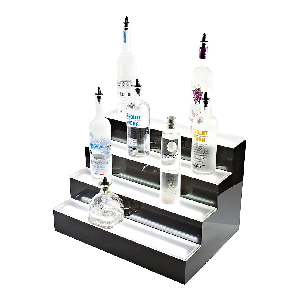 118-LBD424L 4 Tier Liquor Display w/ LED Lighting - (24) Bottle Capacity, Acrylic
