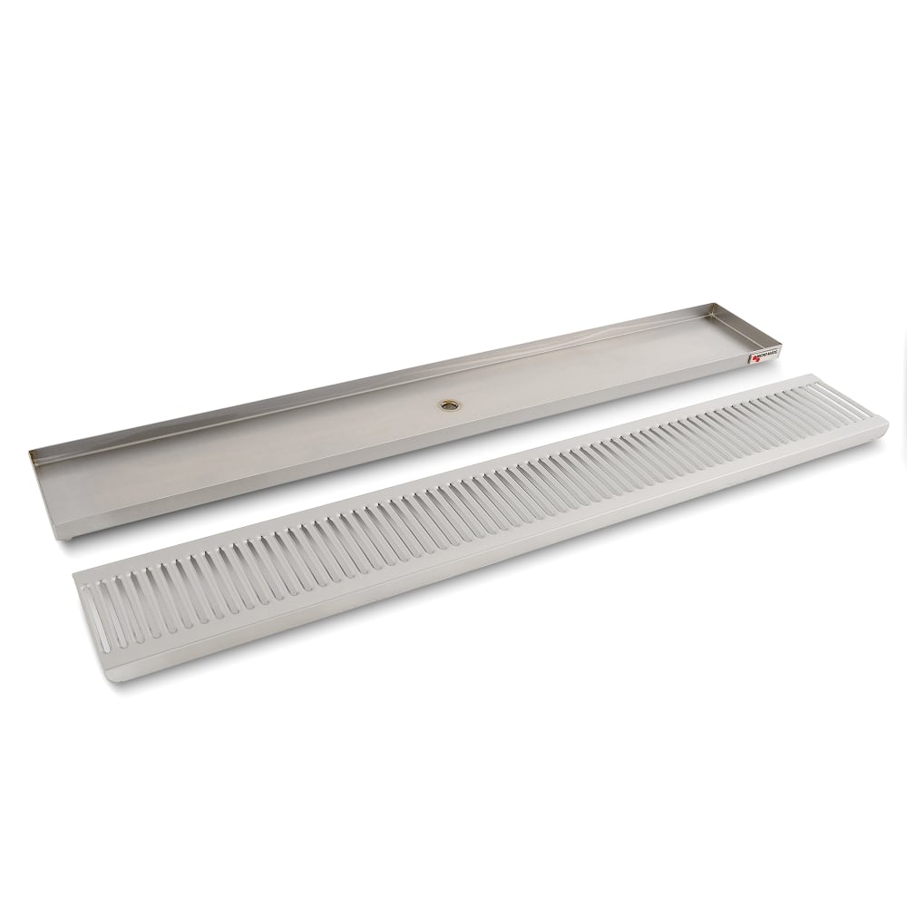 711-DP120D33 Surface Mount Drip Tray Trough w/ 5/8" Drain - 33"W x 5"D, Stainless...
