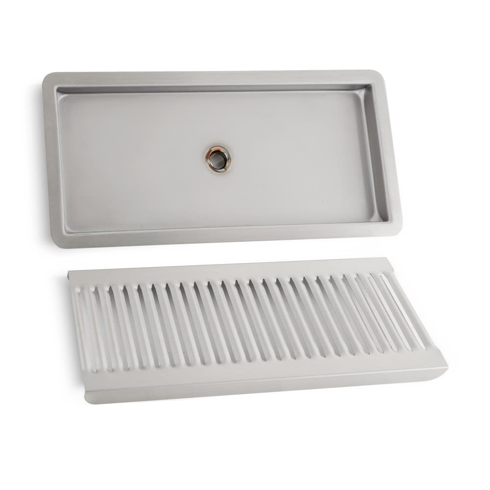 711-DP220D Drop In Drip Tray Trough w/ 1/2" Drain - 13"W x 6"D, Stainless Steel
