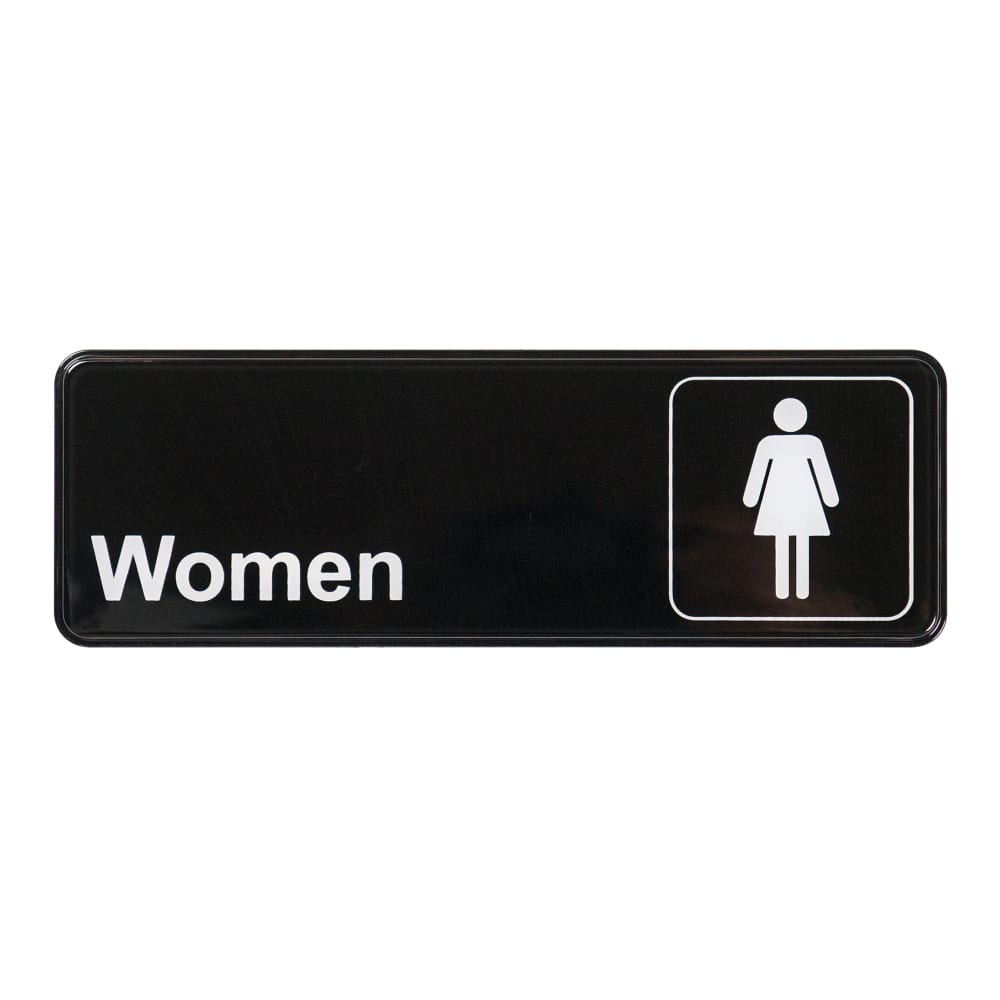 080-SGN312 Women Sign w/ Symbol - 3" x 9", Black