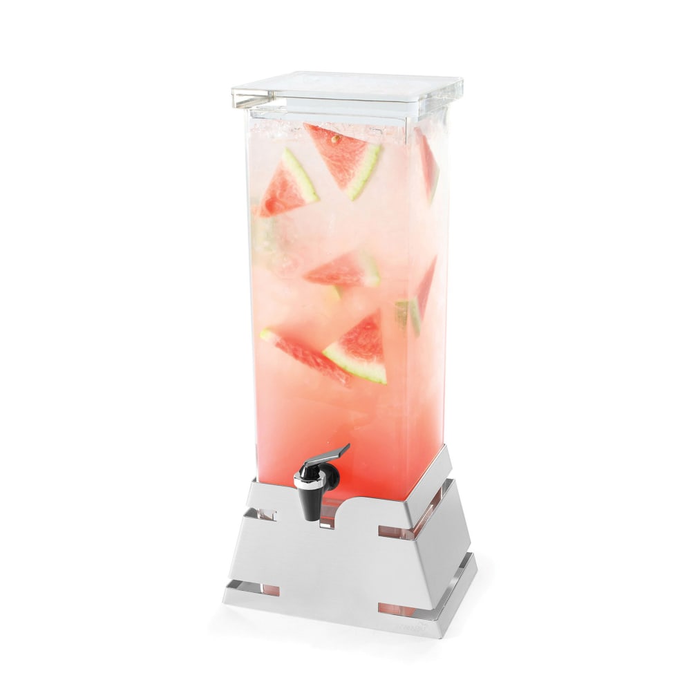 209-LD143 2 gal Beverage Dispenser w/ Ice Basket - Plastic Container, Stainless Base