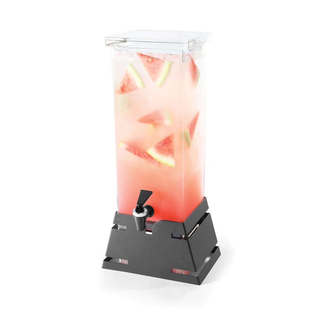 209-LD144 2 gal Beverage Dispenser w/ Ice Basket - Plastic Container, Black Base