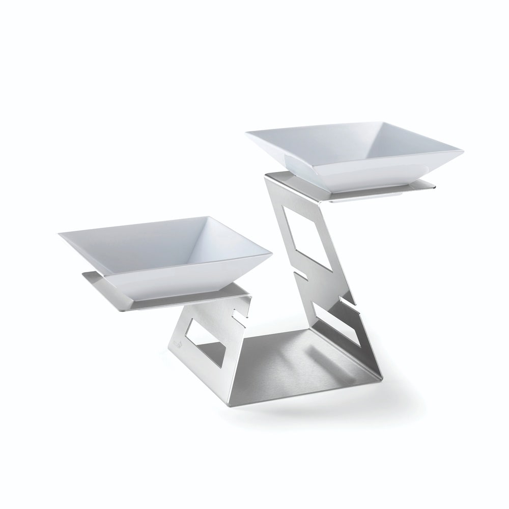 209-SM221 2 Tier Swan Display Riser - (2)Bowls, Stainless