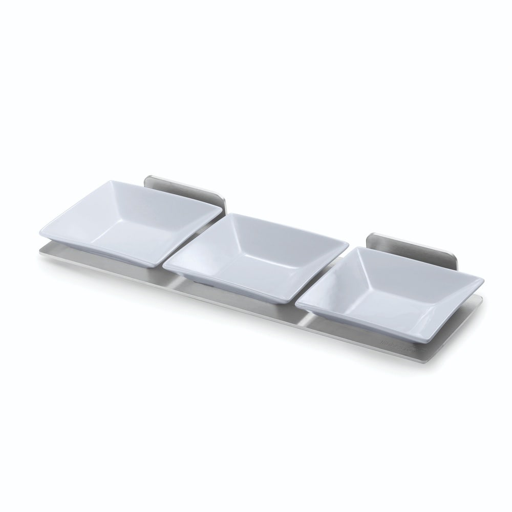 209-SM215 Spice Shelf - 3 Porcelain Bowls, Stainless
