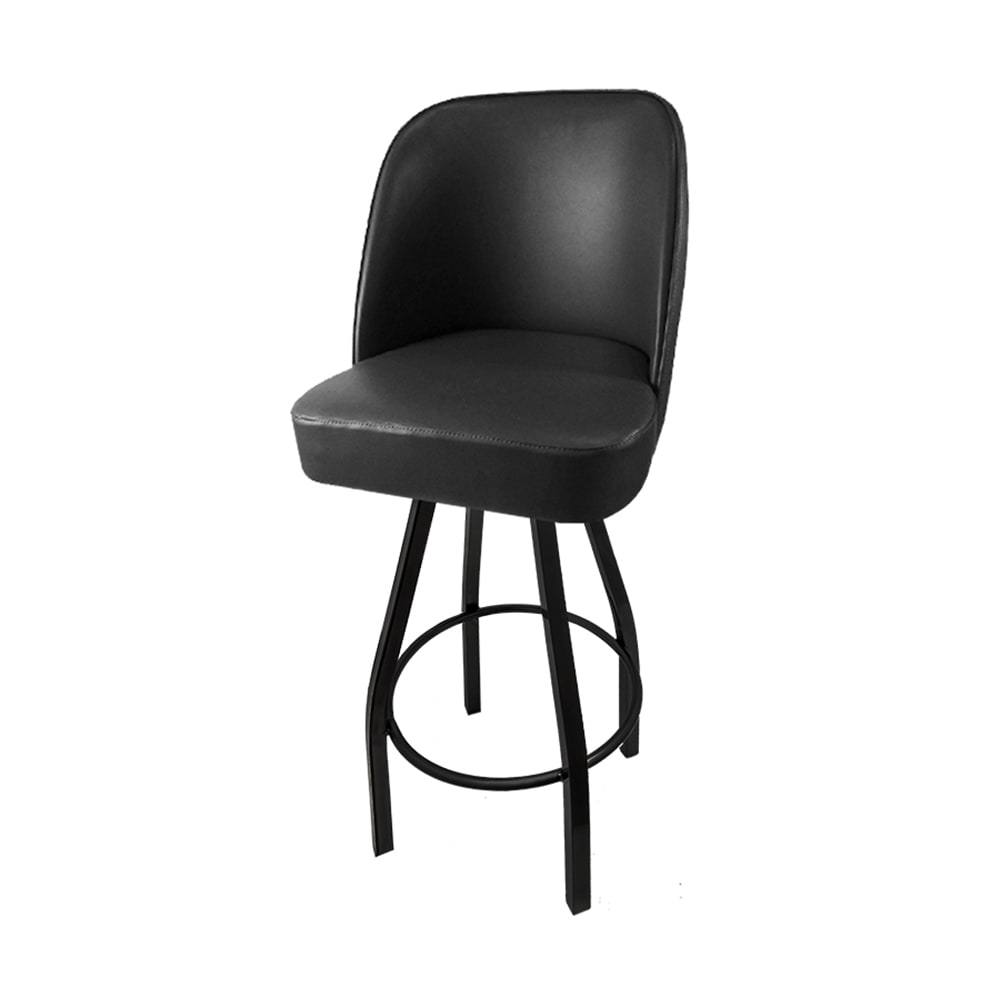 256-SL3136BLK Swivel Bar Stool w/ Single Ring & Black Vinyl Foam Bucket Seat
