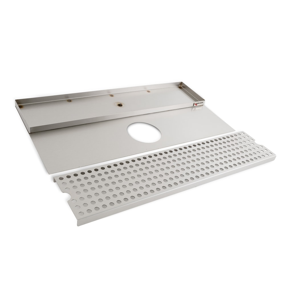 711-DP620D24 Surface Mount Drip Tray Trough w/ 5/8" Drain - 24"W x 11 3/4"D, Stain...