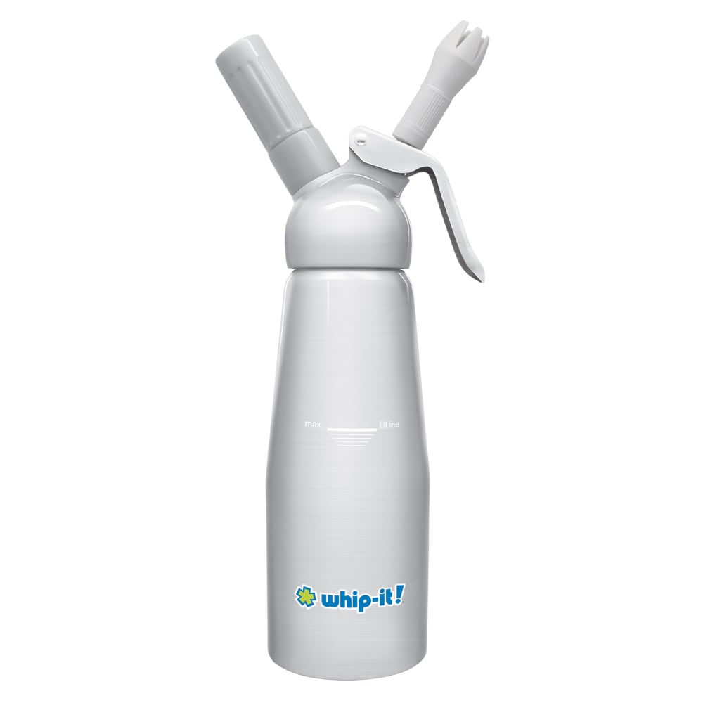 565-DCELEMH01 1/2  Liter Whipped Cream Dispenser w/ 3 Nozzles - Aluminum, Silver 