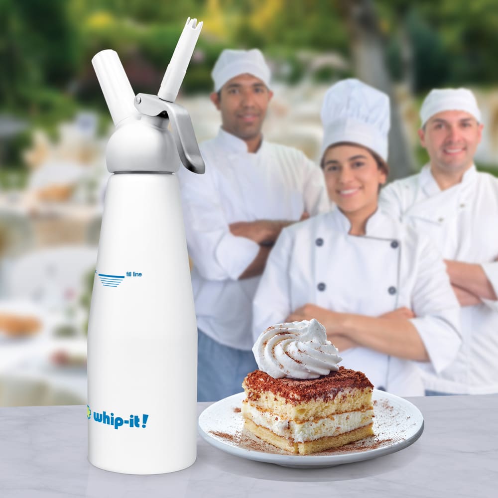 Whip-It! 1 liter Whipped Cream Dispenser w/ 3 Nozzles - Aluminum