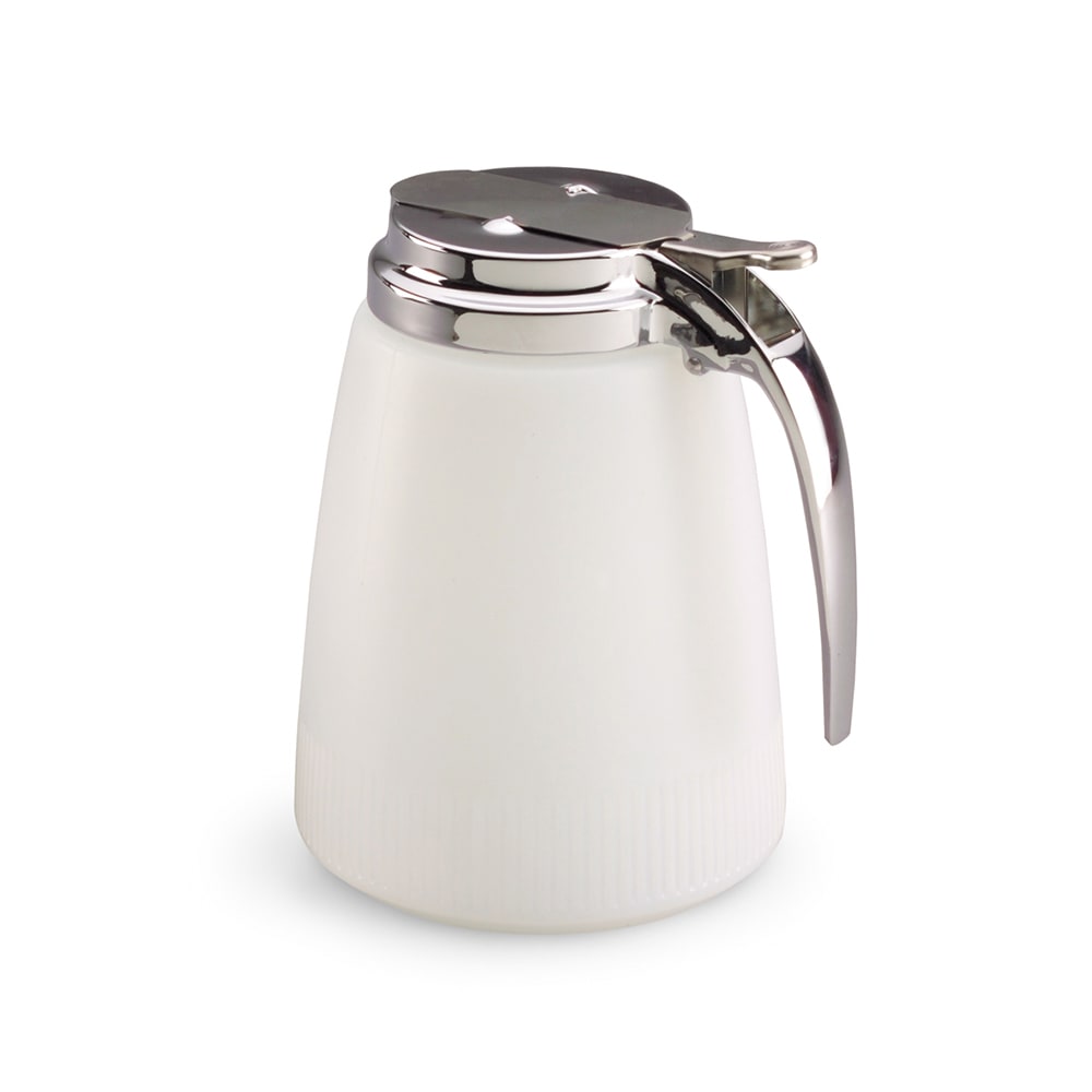 175-2748 48 oz Dripcut® Cylindrical Dripcut Server - White Polyethylene, Chrome Top