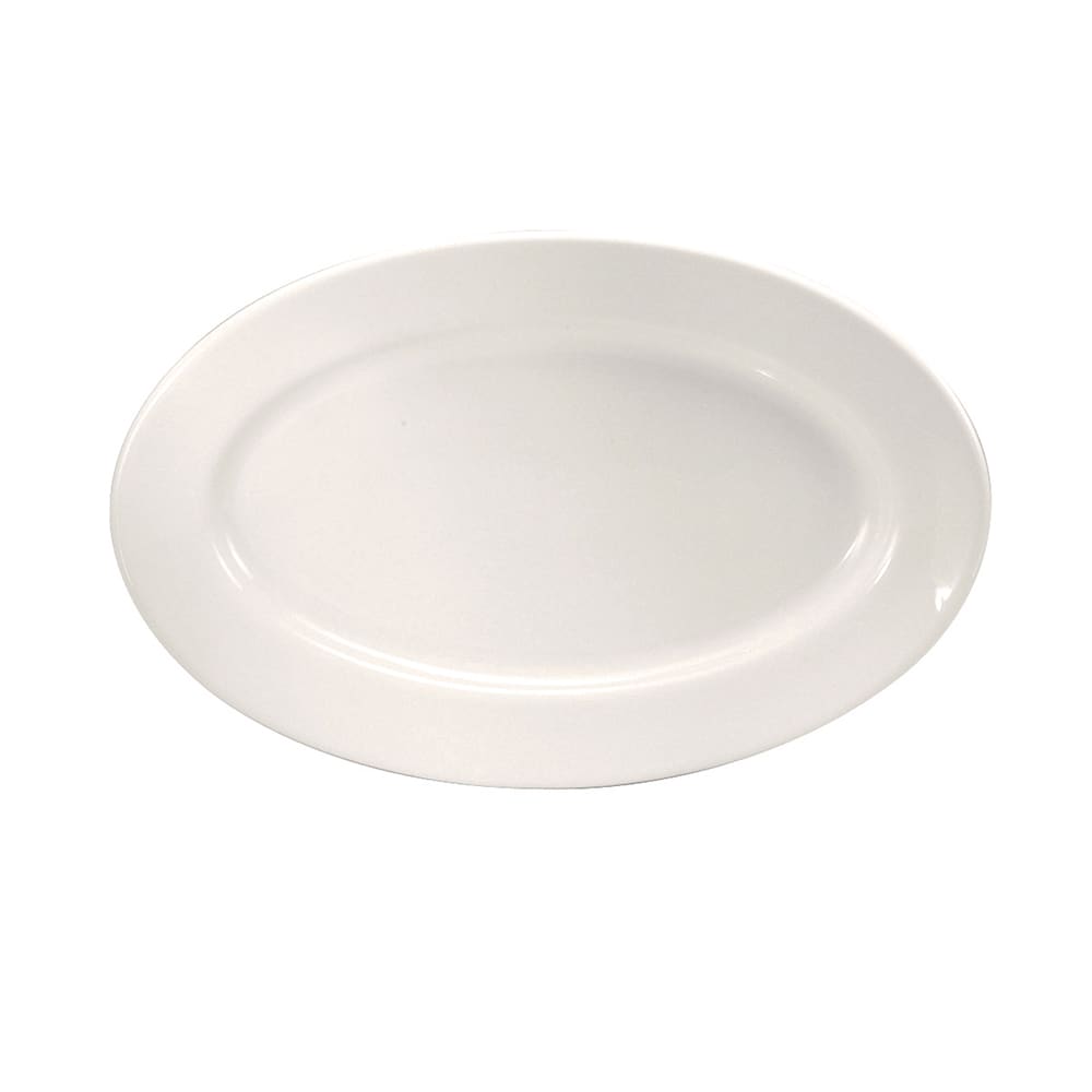 324-F9010000367 Oval Buffalo Platter - 12 1/2" x 8 1/8", Porcelain, Cream White
