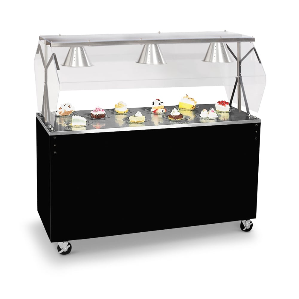 175-38930 60" Mobile Food Bar w/ Enclosed Base & Stainless Top, Walnut Woodgrain