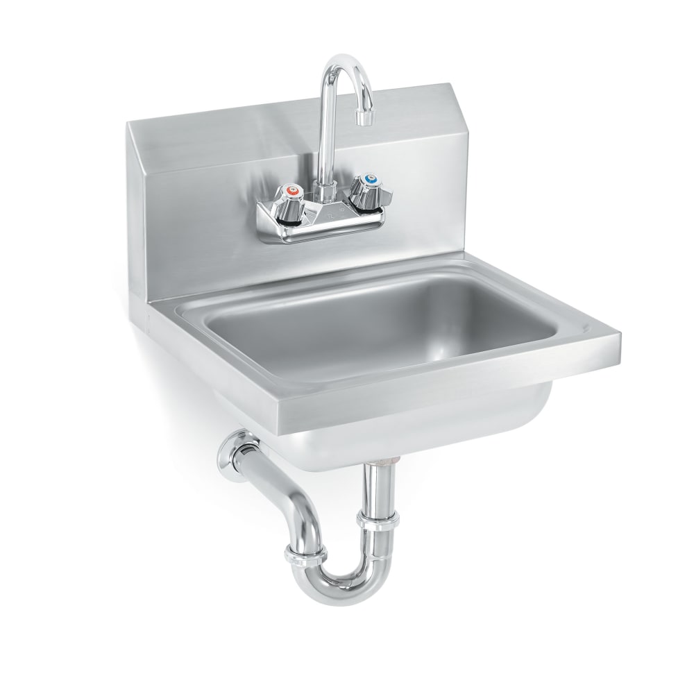 002-K1410CP Wall Mount Commercial Hand Sink w/ 17"L x 15"W x 5 1/2"D Bowl, Goosene...