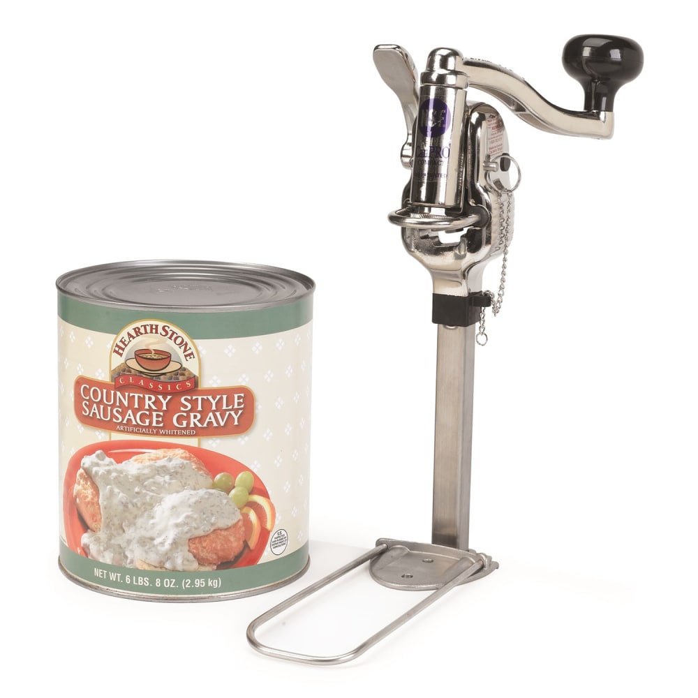 128-560501 Compact Permanent Can Opener w/ Gearless Drive 10 Can Capacity Stainless Aluminum