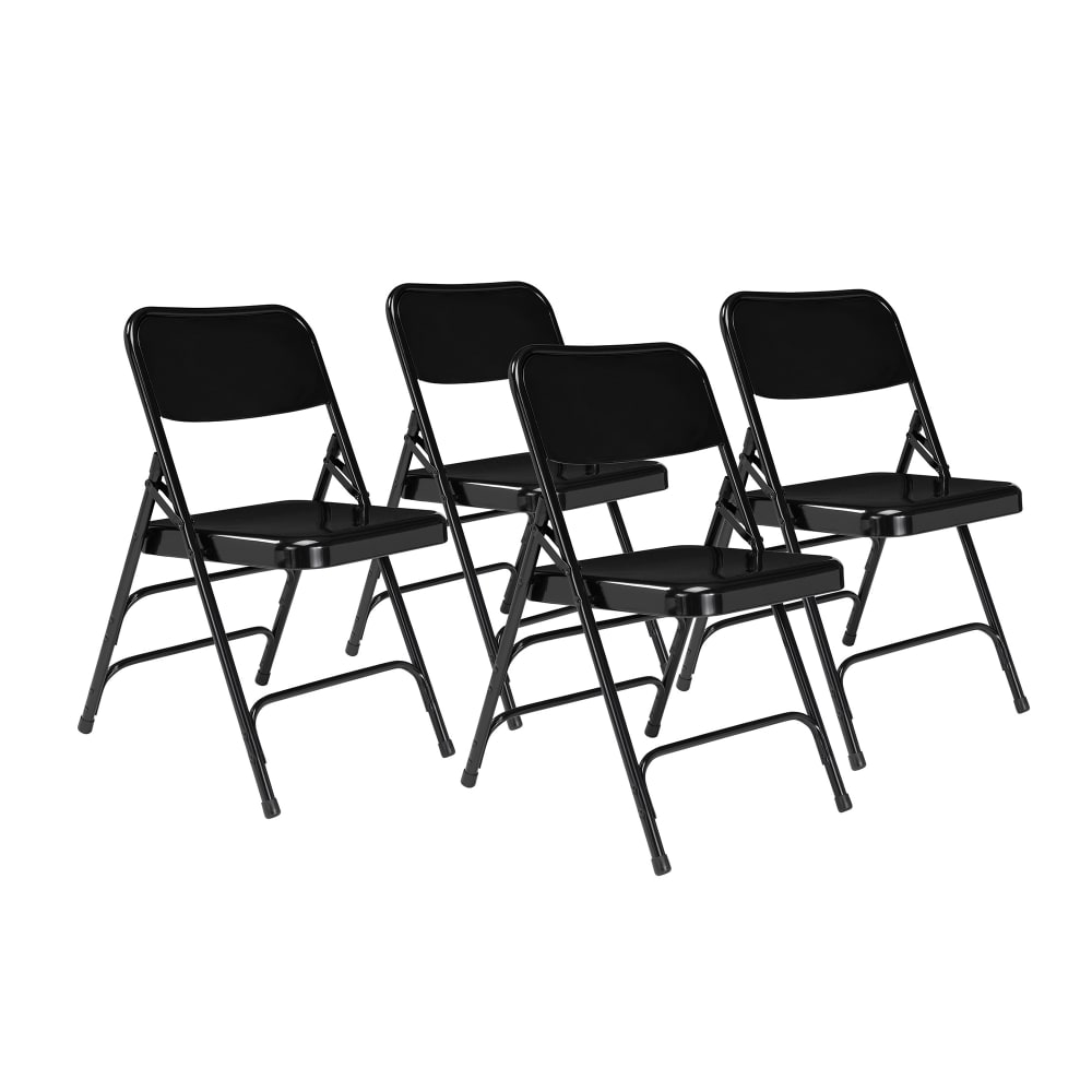 955-310 Folding Chair w/ Black Steel Back & Seat - Steel Frame, Black