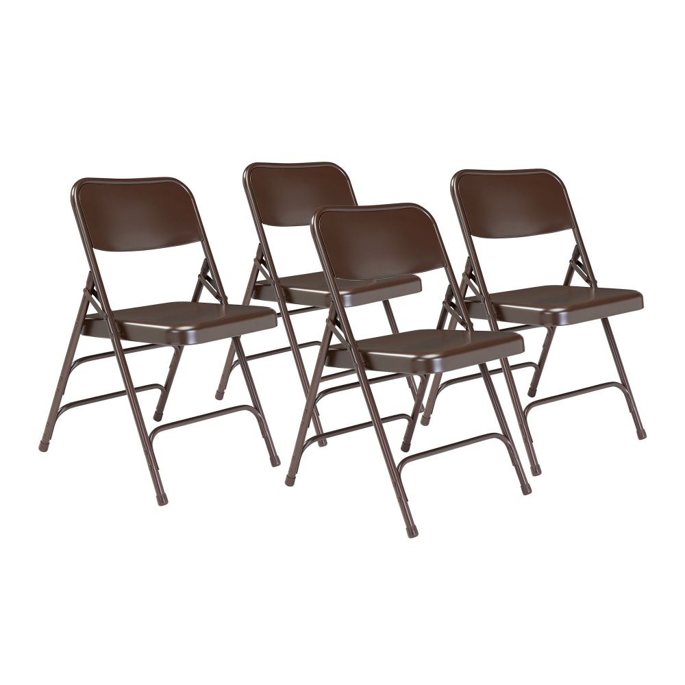 955-303 Folding Chair w/ Brown Steel Back & Seat - Steel Frame, Brown