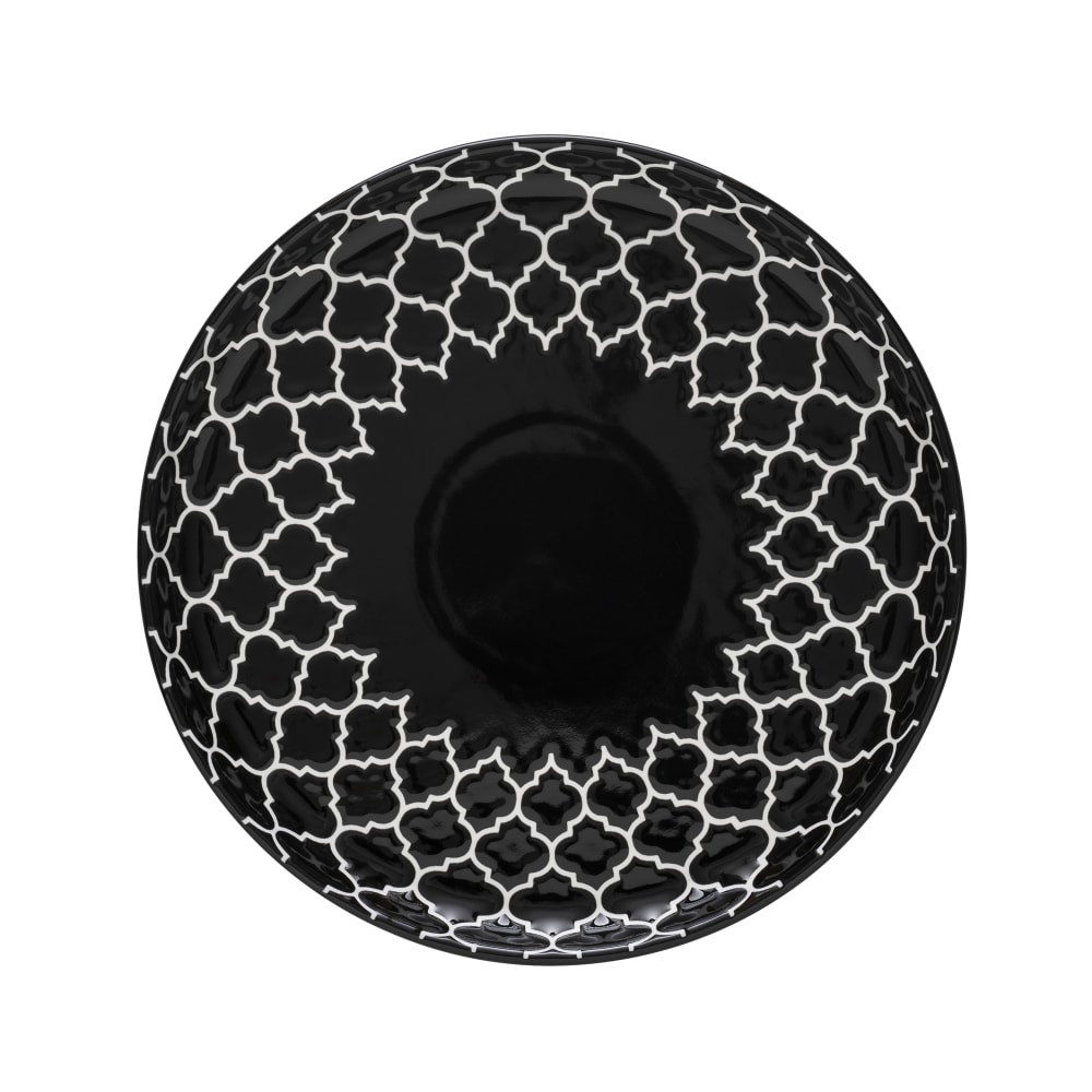 634-109984 8 1/4" Round Porcelain Plate - Black w/ White Embossed Pattern