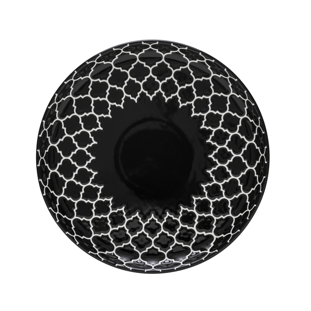 634-109985 7" Round Porcelain Plate - Black w/ White Embossed Pattern