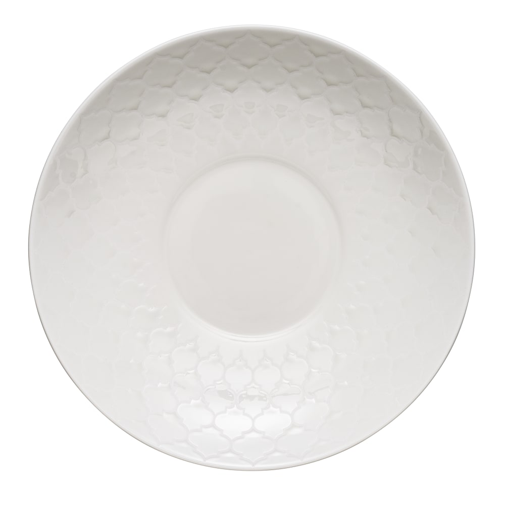 634-110014 12" Round Porcelain Plate - White w/ White Embossed Pattern