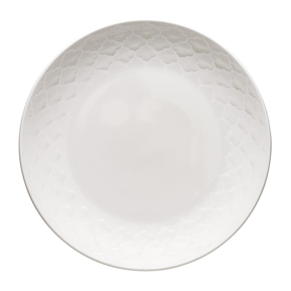 634-110017 10" Round Porcelain Plate - White w/ White Embossed Pattern