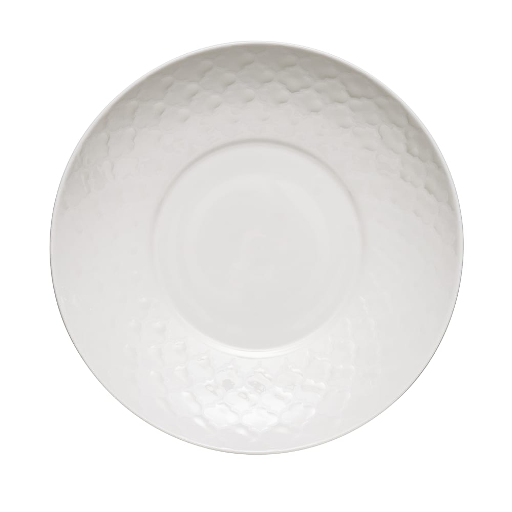 634-110013 8 7/8" Round Porcelain Plate - White w/ White Embossed Pattern
