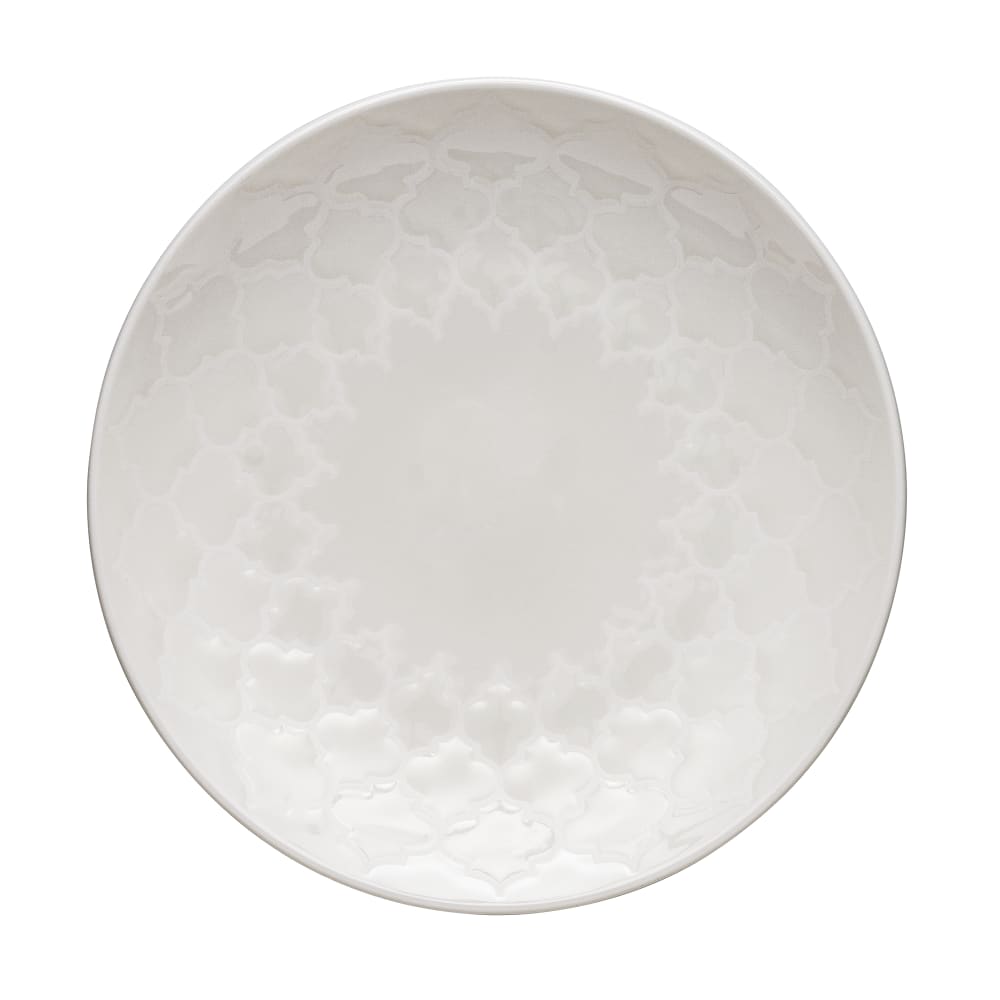 634-110019 7" Round Porcelain Plate - White w/ White Embossed Pattern