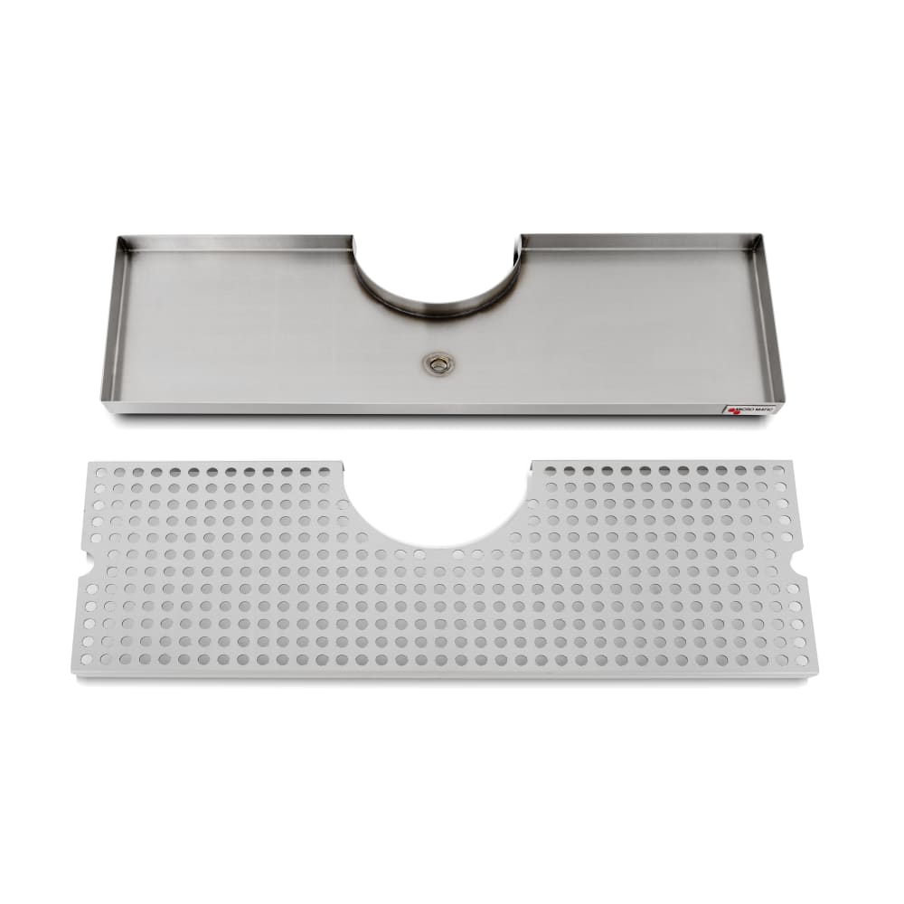 711-DPMETT24Z Surface Mount Drip Tray Trough w/ 5/8" Drain - 24"W x 8 1/2"D, Stain...