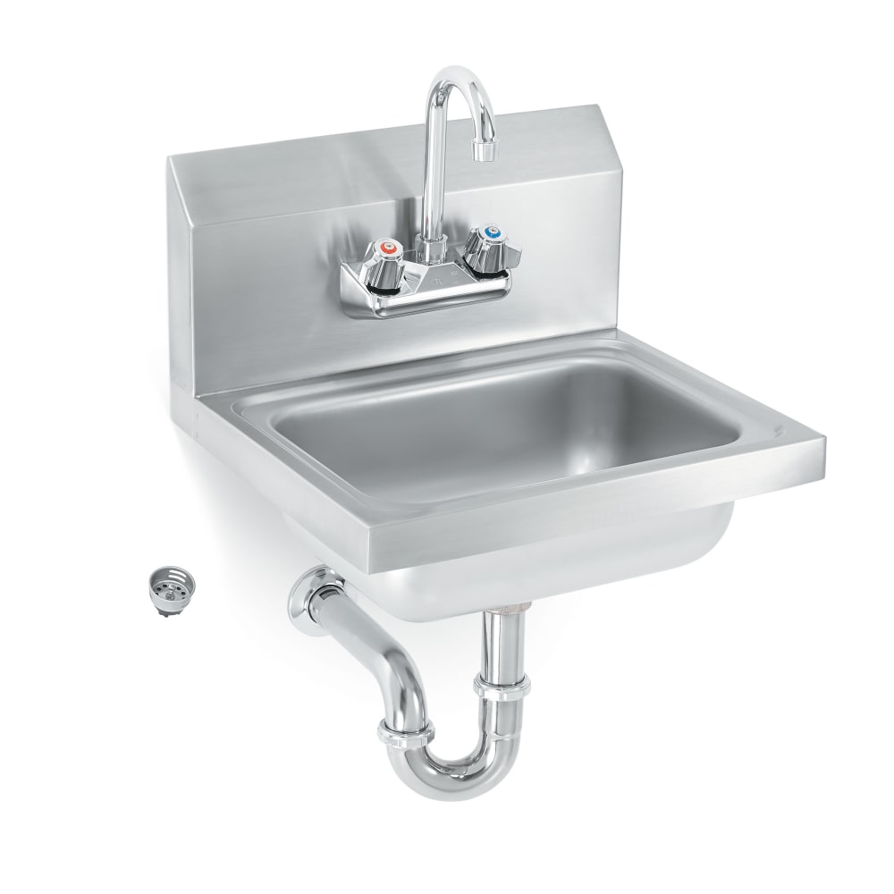 002-K1410CS Wall Mount Commercial Hand Sink w/ 17"L x 15"W x 5 1/2"D Bowl, Goosene...